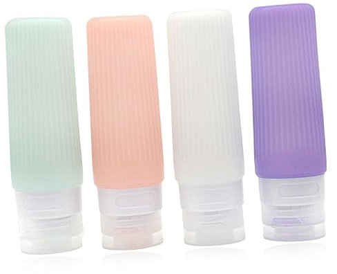 BELLIFFY 4pièces Flacons De Lotion Compressibles Silicone Anti-fuites Rechargeables Pour Voyages Et Organisation