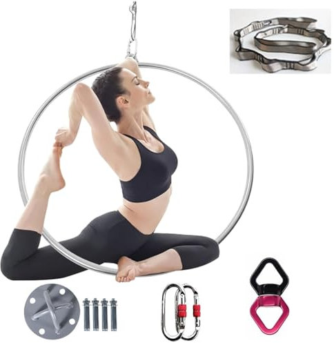 Hydravex Luftreifen, Aerial Ring Set, Single Point Aerial Hoop, Edelstahl Hoop, Yoga Hoop, Circus Aerial Equipment, für Akrobatik Performance, Aerial Fitness,85cm-2.5cm