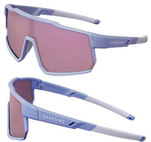 Roarsome Kids Polarized Sunglasses | Lightweight & Durable Cycling Glasses for Boys & Girls | Comfortable Fit with Non-Slip Temples | Outdoor Sports Sunglasses for Active Kids - Purple