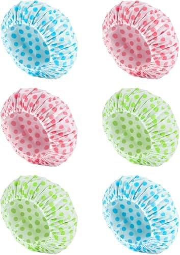 6 Bonnet de Douche Femme Imperméables Réutilisables Charlotte Cheveux Douche pour Enfants et Adultes avec Bandes Élastiques Confortables pour Bain Spa Maquillage Maison