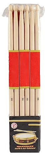 Eujgoov 12 Paires Maple Tambour Bâton de Bois Bâtons de Bois Ovale 7a Drumsticks Classiques Rythme en Vrac Exercice D'étudiant Instrument de Musique Accessoires pour Débutants pour les