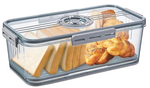 FIUTEKO Contenitore per il pane, per il pane, per il pane, in plastica, con Lids, per il pane, per la conservazione del pane, per il basket Bread Boxes, per il tempo, impilabile