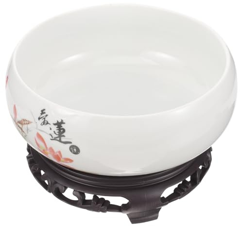 WEKADRIN Vaso di Fiori in Ceramica Blu e Bianco Stile Qinghua Ciotola per Piantare Narcisi e Ninfee senza Foro con Base in Plastica Vaso Idroponico Resistente per Interni Colore Casuale