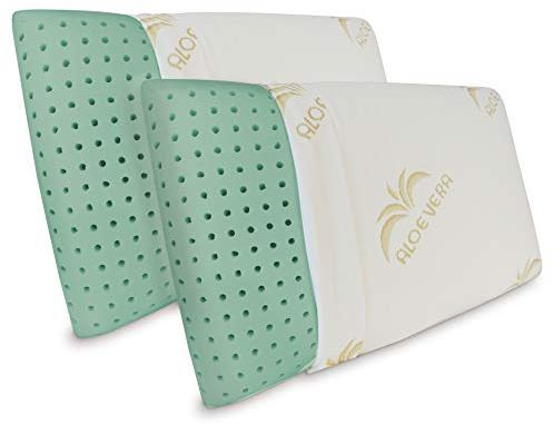 Baldiflex Emporio, Coppia Cuscini Memory Foam Ecologico Ecogreen Altezza 15 cm Fodera in Aloe Vera, Verde
