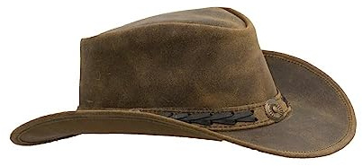 Walker and Hawkes - Chapeau Antique - Cuir de Vachette - Outback - Marron Clair - L (59cm)
