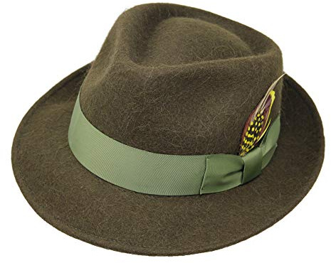 Borges & Scott Doyle Alpaca Premium - Cappelli Fedora a Forma di Goccia - Feltro di Lana di Alpaca - Ripiegabile per Viaggio - Resistente all'Acqua - Unisex - 62cm Verde Muschio