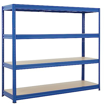 BiGDUG Heavy Duty Garage Shelving Unit - 500kg Per Shelf (2000kg Per Bay) - 177x200x60 cm - 4 Tier Storage Shelves - Blue - Shed Shelving
