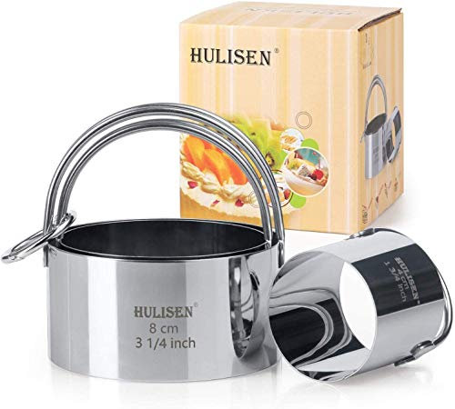 HULISEN Cookie Cutters Set (3 Pieces/Set), Round Pastry Cutter with Handle, Stainless Steel Cooking Rings, Professional Circle Cutter Baking Dough Tools (Round)