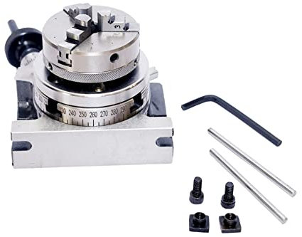 RAHISH TOOLS 3 inch / 80 mm Milling Rotary Table + 65mm Self Centering Chuck + Back Plate and T-Nuts (4-5 Days delivery)