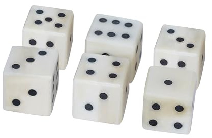 Lord of Battles Medieval Viking Dice Set of 6 with Inlaid Pips | Handmade Genuine Horn Dice/Bone Dice Made from Natural Ox Horn & Bone (Natural Bone)