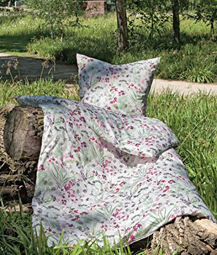 Janine Mako-satin sängkläder ögonblick 155 x 220 cm 80 x 80 cm ibisros-fleece