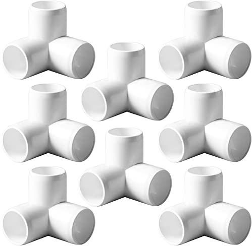 ANPTGHT 1“ Tee PVC Fitting 3 Way Elbow Connector, Furniture Grade 90 Degree Elbow Side Outlet, PVC Corner Fittings for Building Furniture Greenhouse Shed Pipe Fittings Tent Connection (Pack of 8)