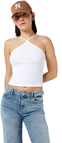 Noisy may Mujer Nmmaya S/L Noos Top, Blanco Brillante, XS