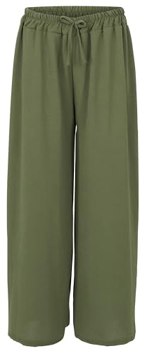 Malito – Damculotte-byxor – palazzobyxor för sommaren – onesize sommarbyxor för strand och vardag – trendiga marlenebyxor 2305 (storlek: 34–42), oliv, 34/42 SE
