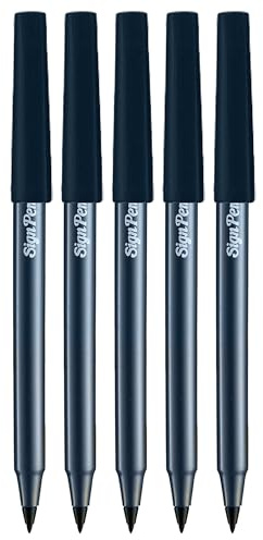LUXSP Sign Felt Tip Pens, BLACK, Pack of 5, Medium Point (1.0mm), Perfect for Sign Write Draw Sketch Mark Illustrations Calligraphy, iZOFAX Black Ball Pen