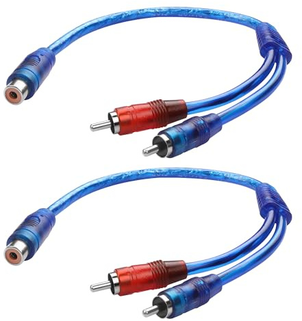 YAODHAOD RCA-Splitterkabel 20 cm, 2 st. Y-Adapter 1 Kontakt Till 2 Uttag, Kort Ljudhögtalare Splitter för Subwoofer, Bilradio, Förstärkare, TV