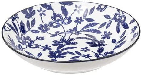 Secret de Gourmet - Lot de 6 Assiettes Creuses en Porcelaine Maria 20cm Bleu
