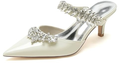 Gycdwjh Escarpins Femme Mariage Talons Aiguilles Sandales à Hauts Talon Chaton Chaussures de Mariée Escarpin Chaussures Mariee,Beige,43 EU