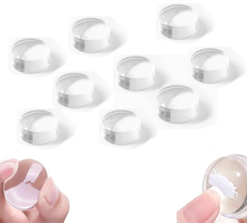 9 PCS 2.8CM Clear Jelly Silicone Nail Art Stamper Head Transparent Stamping Polish Transfer Templates Tools French Tip Tool Nail Stamp Silicone Head Kit (Only Stamper Head)