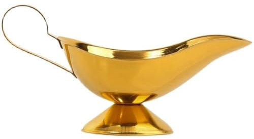 Muteitt Stainless Steel Gravy Boat, Saucier with Ergonomic Handle and Big Dripless Lip Spout, Roasting Sauce Dish Dispenser for Home Cafe Restaurant