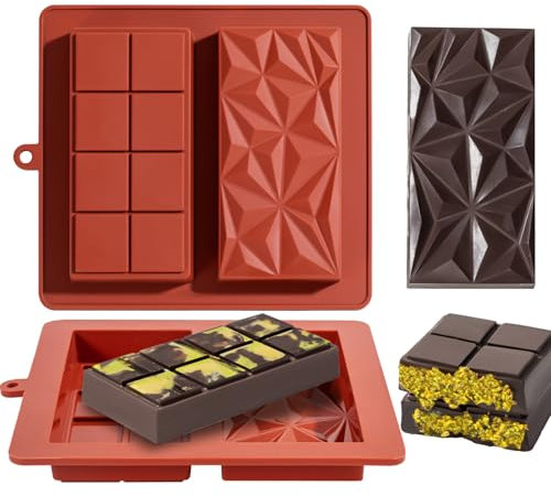 UWILLION Schokoladenform Silikon Dubai Schokolade Silikonform Tief 2,5 CM 2 Stück Schokoladentafel Form Tiefe Schokotafel Form Du Bai Schokolade Form für Schokolade Süßigkeiten