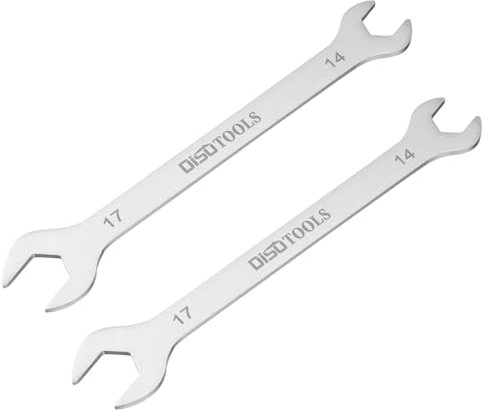 sourcing map 2pcs Thin Open End Wrench 14mm x 17mm Metric Sandblasting Plated 3cr13 Stainless Steel, Double Ended Slim Spanner for Household Maintenance and General Repairs