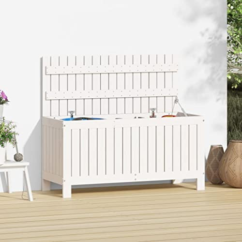 Homgoday Scatola di immagazzinaggio da giardino, 108 x 42,5 x 54 cm, in legno di pino, cassapanca per cuscini da esterno, cassetta per attrezzi da giardino, scatola di immagazzinaggio per balcone,