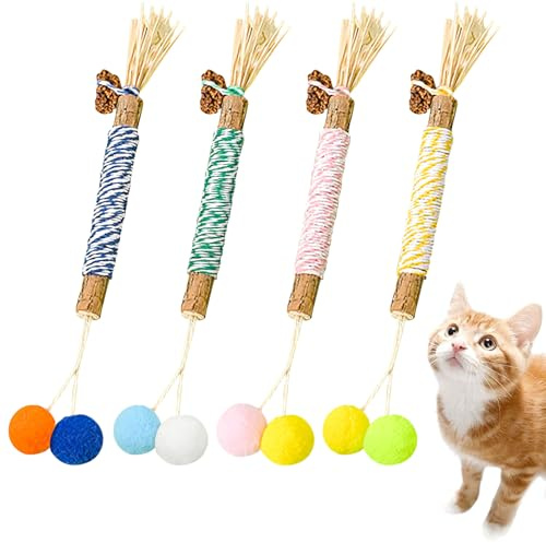 Simsky 4 Piezas de palitos de Hierba gatera, palitos de Hierba gatera, Juguetes para el Cuidado Dental de Gatos