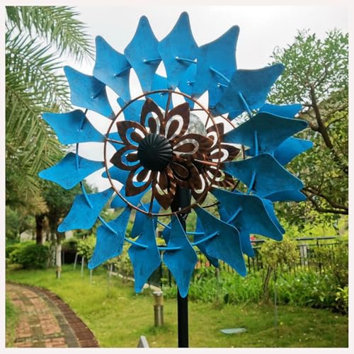Mulino A Vento Da Giardino In Metallo, 190×32cm, Stagionale Ruota Eolica Da Giardino In Metallo Resistente Agli Agenti Atmosferici Mulino A Vento Da Giardino Solare Scultura Dinamica Nel Giardino