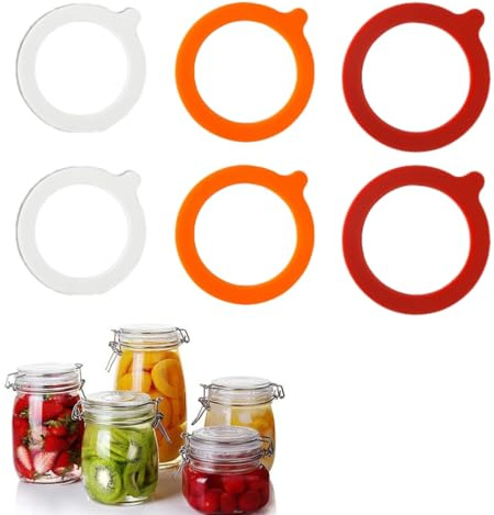 VYNZOR 6 Pièces Joint Bocaux,Caoutchouc Bocaux Silicone Joint Bocaux Réutilisable Joint Caoutchouc Bocaux Remplaçable pour Bocaux de Conservation Bocaux en Verre Bocaux -Trois tailles