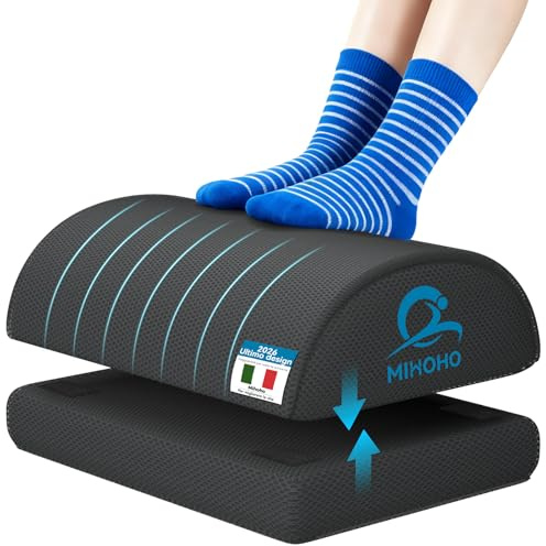 Poggiapiedi da Scrivania in Schiuma, poggiapiedi regolabile in memory foam con fodera lavabile, comodo poggiapiedi, ergonomico per scrivania, sedia da ufficio (nero k)