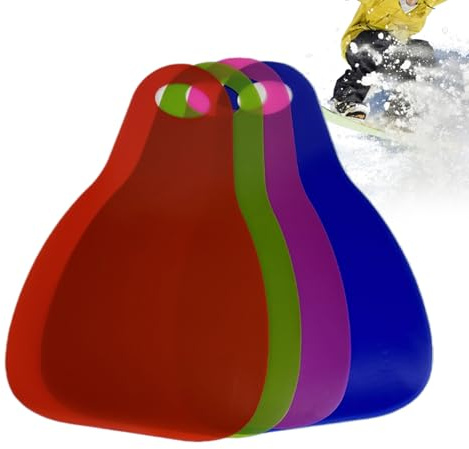 Opdestn Snow Sled | 4-Piece Heavy Duty Roll-Up Portable | Toddler Winter Sledding Board - for Winter Downhill Ice Grass Sand Outdoor Sports Skiing Travel Home Christmas Party