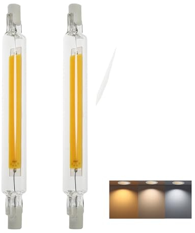 Aseoacc Ampoules R7S LED 118 mm Dimmable Blanc Chaud | 20 W Éclairage de Chantier Linéaire Double Culot R7s 118 mm Remplace les Ampoules Halogènes J118 T3 de 200 W, 2000 lm, 360°(lot de 2)