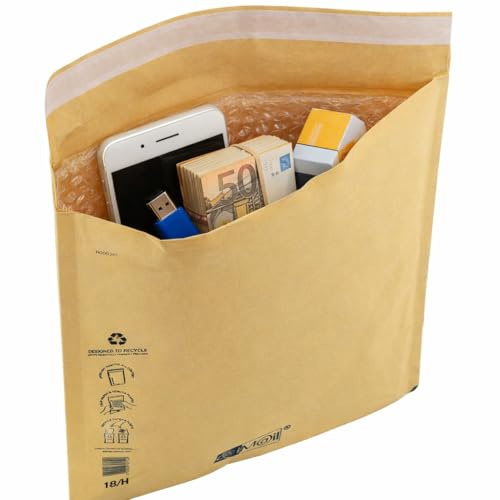 100 Buste Postali Imbottite con Pluriball Interno - Buste Per Spedizioni Imbottite per Oggetti Fragili, Chiusura Autoadesiva Trifix, Carta FSC Riciclata, Resistenti e Leggere, 22 x 26 cm