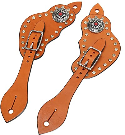 Generic Justerbar Brunt Lädersporrem med spänne för Ridutrustning, 2-pack - Västerländsk Vintagestil Västerländsk Sporrrem för Ridsportentusiaster