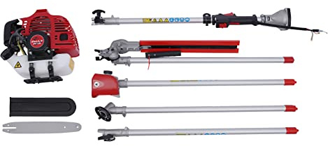Tagliasiepi multifunzione 5 in 1, 51,7 cc, tagliasiepi a benzina, tagliasiepi a benzina, tagliabordi, tagliabordi, motosega, cesoie da potatura con asta di prolunga da 83 cm
