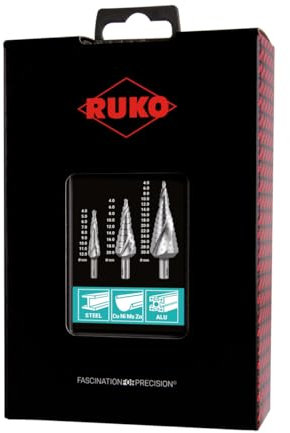 NUEVO 2024 - Juego de 3 brocas escalonadas HSS estriado en espiral, tamaños 0/9, 1, 2 en estuche de plástico