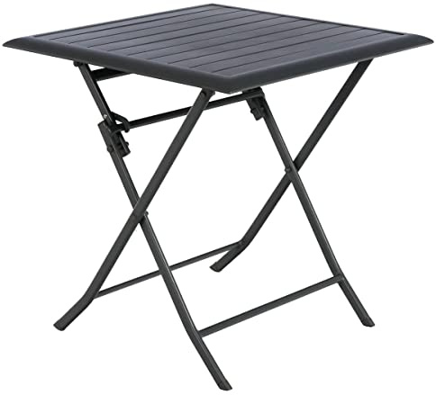 Hespéride - Tavolo da giardino quadrato pieghevole Azua graphite a 2 posti in alluminio trattato con polveri epossidiche
