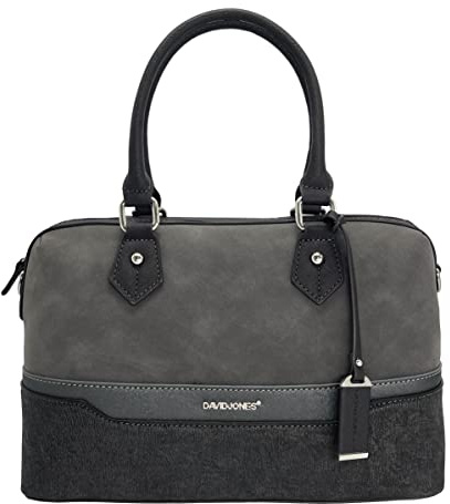 David Jones Bolso de Mano Bowling Mujer Bolso de Viaje Cuero PU Gamuza Lentejuelas Rayas Bolsos de Hombro Bandolera Tote Travel Duffle Bag Elegante Ciudad Gris