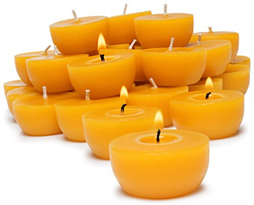 Serenibee 100% Pure Beeswax Tea Lights Candles Bulk Refills (30) in Reusable Cotton Bag Eco Friendly Gift Set Fragrance Free and Non Toxic Bee Product