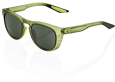100% Slent Active Performance Light Sunglasses w/Rubber Temple Grip, Side Glare Shield (Olive Slate - Grey Green Lens)