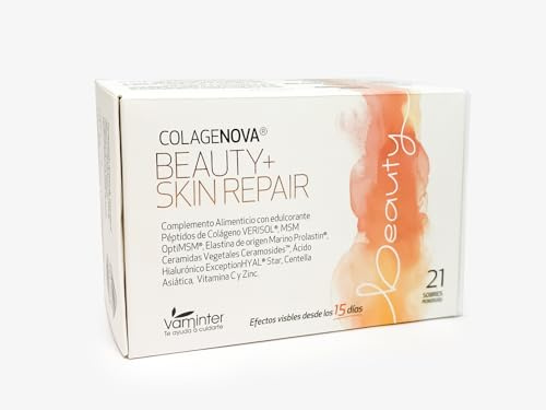 COLAGENOVA, Tratamiento Skin Repair, Complemento de Colágeno y Elastina, Hidratante y Nutriente, Efectos Visibles en 15 Días, 21 Sobres.