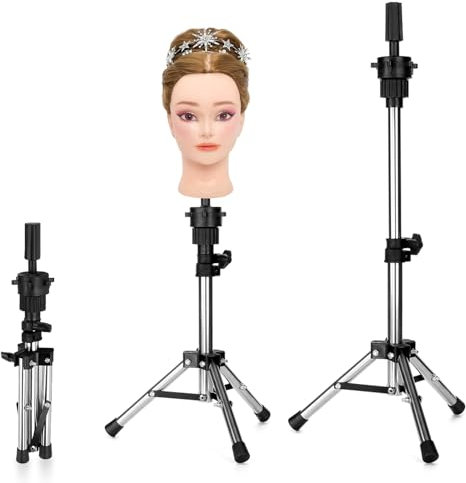 Neverland Beauty Mini soporte maniqui de peluqueria Trípode Cabeza de trípode con pata gruesa, soporte de peluqueria Soporte de trípode Aluminio Sostenedor Soporte Trípode 14.37-22.44 pulgadas