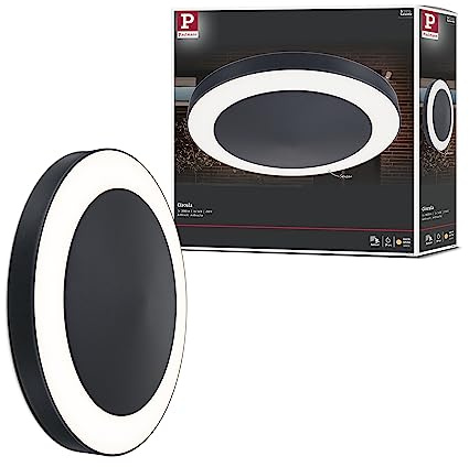 Paulmann 94526 LED utomhusbelysning Circula taklampa med skymnings-/rörelsesensor IP44 rund inkl. 1x14 W varmvit antracit plast 3000 K