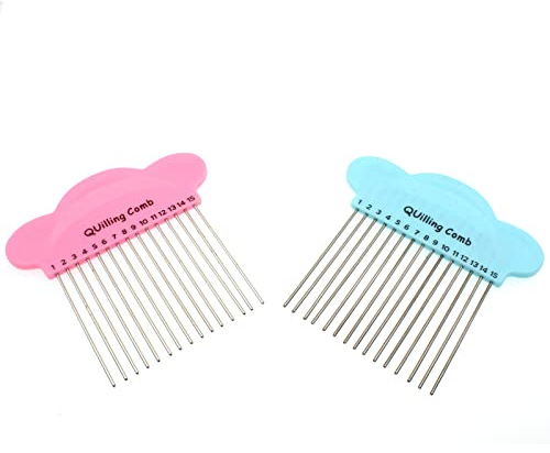 Paper Quilling Comb Tool OZXNO 2pcs Origami Carding Art reat Loops Accessory for DIY Paper Carding Craft(Blue and Pink)