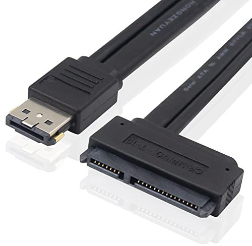 Duttek SATA 22Pin to ESATA Power Cable, SATA 22Pin Female to ESATA Male Shielded Extension Cable for 2.5 3.5 SATA Hard Disk Drive and SSD Support Data Transmission nd Power Supply, 50cm