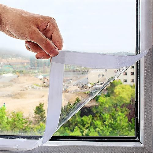 Mellroom Film isolant pour fenêtre (160x160cm)Anti Froid d'hiver Découpe DIY Transparent et Rétractable de survitrage thermo Cover, réutilisable