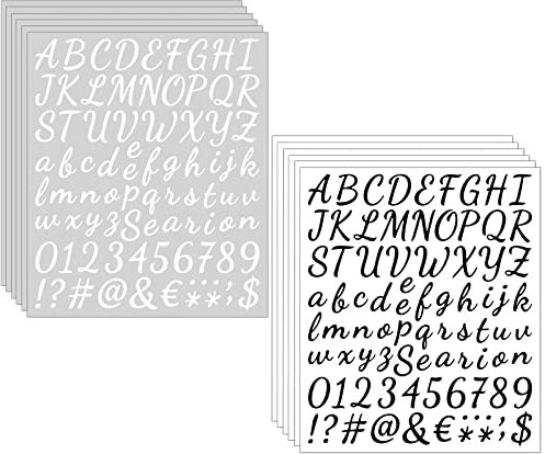 1008 Stück 12 Blätter Buchstaben Aufkleber Selbstklebende Klebebuchstaben Zahlen Selbstklebende Buchstaben Nummern Aufkleber für Briefkasten Schilder Tür Adressnummer DIY Scrapbooking, Schwarz/Weiß