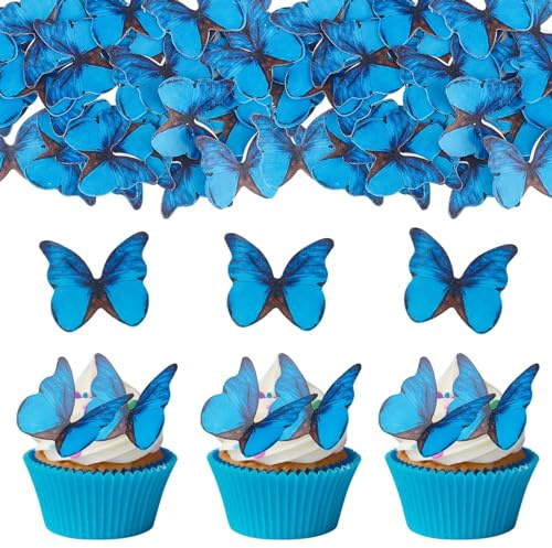 ENLACE Decorazioni per torte con farfalle commestibili, 48 pezzi di carta da pranzo, farfalle e farfalle, decorazioni per cupcake, decorazioni commestibili per torte di nozze, compleanni, baby shower