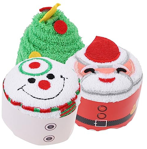 TOPBATHY 3stücke Teiliges Weihnachts-Handtuch Baumwolle Schneemann Weihnachtsbaum Und Weihnachtsmann Kreative Modelltücher Für Festliche Dekoration Und